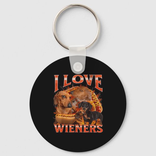 I Love Wieners Funny Offensive Dachshund Bootleg G Schlüsselanhänger (Vorderseite)