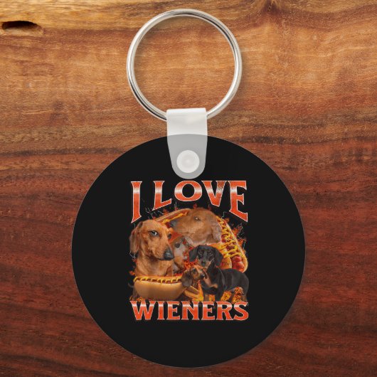 I Love Wieners Funny Offensive Dachshund Bootleg G Schlüsselanhänger (Vorderseite)