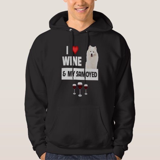 I Love Wine and My Samoyed Herding Paws Mom Dad Dr Hoodie (Vorderseite)
