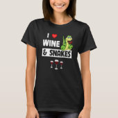I Love Wine and Snakes Reptile Funny Drinking Glas T-Shirt (Vorderseite)