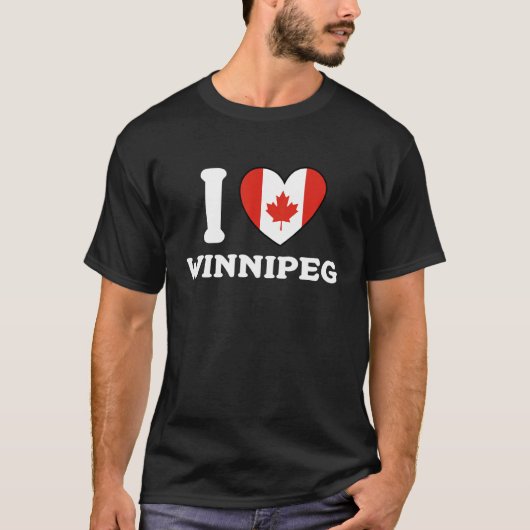 I Love Winnipeg Canada Heart Flag T-Shirt (Vorderseite)