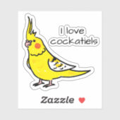 I Love Yellow Cockatiels Aufkleber (Blatt)