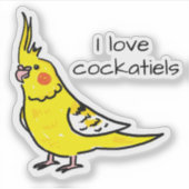I Love Yellow Cockatiels Aufkleber (Vorderseite)