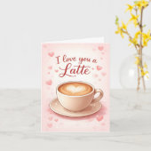 I Love You a Latte Valentine's Card Karte (Gelbe Blume)
