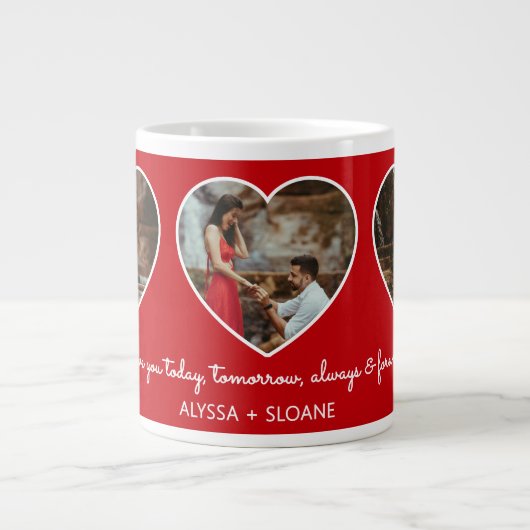 I Love You Always & Forever 3 Heart Photos Jumbo-Tasse (Vorderseite)
