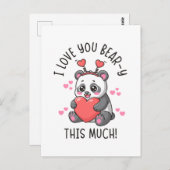 I Love You Bear-y This Much - Cute Panda Valentine Postkarte (Vorne/Hinten)