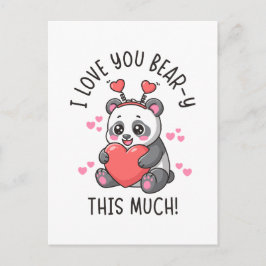 I Love You Bear-y This Much - Cute Panda Valentine Postkarte