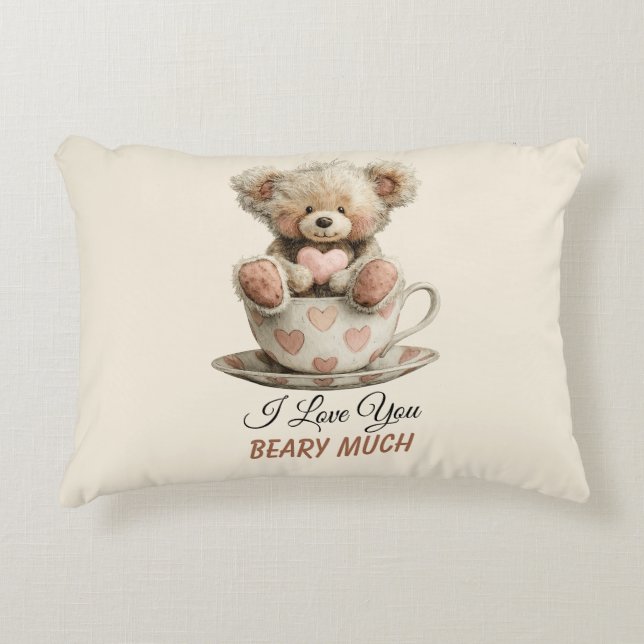 I Love You Beary Much In Cup Postcard Dekokissen (Vorderseite)