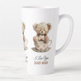 I Love You Beary Much In Cup Postcard Milchtasse