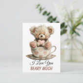 I Love You Beary Much In Cup Postcard Postkarte (Stehend Vorderseite)