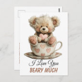 I Love You Beary Much In Cup Postcard Postkarte (Vorne/Hinten)