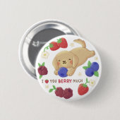 I Love You Berry Much: Cute Dog with Berries Button (Vorne & Hinten)