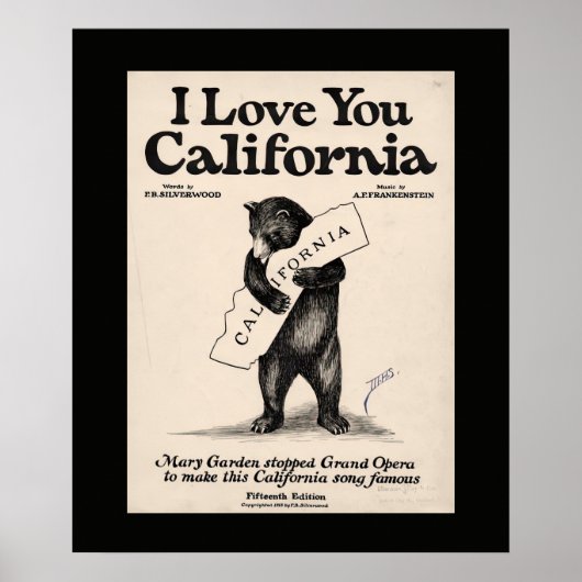 I Love You California Bear Poster (Vorne)