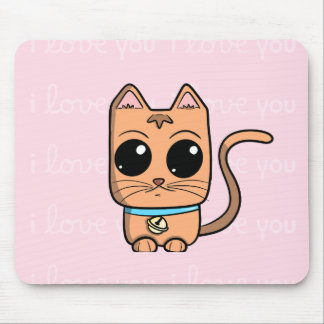 I Love You, Cute Caramel Cat Illustration Art Prin Mousepad
