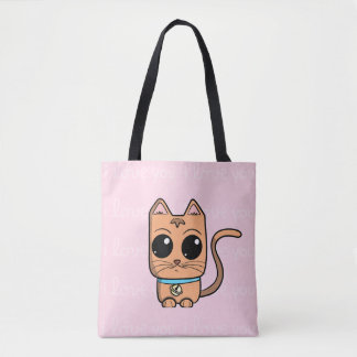 I Love You, Cute Caramel Cat Illustration Art Prin Tasche