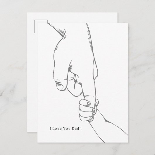 I Love You Dad Quote Hands Line Art Card Postkarte (Vorne/Hinten)