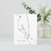 I Love You Dad Quote Hands Line Art Card Postkarte (Stehend Vorderseite)