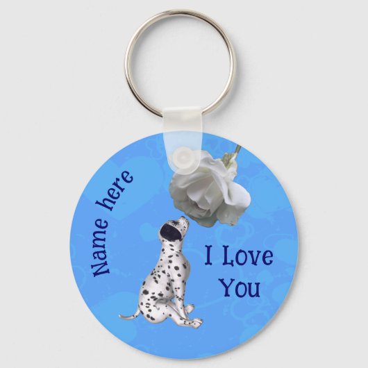 I Love You Dalmatian Puppy Rose Personalized Schlüsselanhänger (Vorderseite)