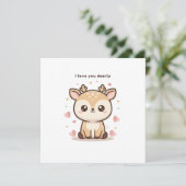 I Love You Deerly Cute Puchi Dōshi Deer Christma Karte (Stehend Vorderseite)