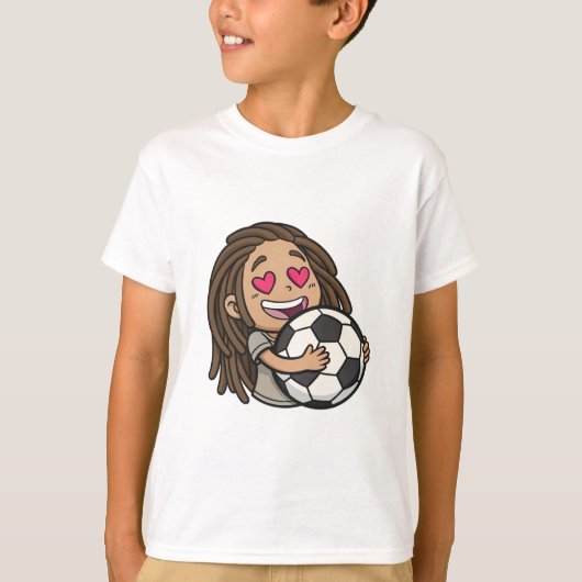 I love you football, woman with dreadlocks T-Shirt (Vorderseite)