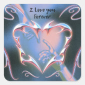 I Love You Forever Quadratischer Aufkleber (Vorderseite)