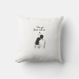 I Love You Forever Romantic Line Art Pillow Kissen