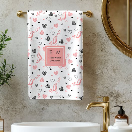 I Love You Gift Valentine Bath Towel Custom Name Badhandtuch Set