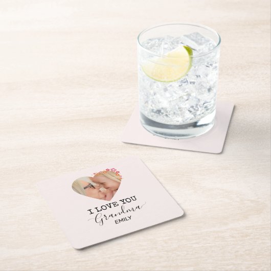 I Love You Grandma | Personalized Paper Coaster Rechteckiger Pappuntersetzer (Vor Ort)