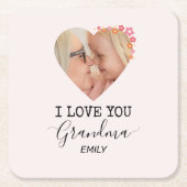 I Love You Grandma | Personalized Paper Coaster Rechteckiger Pappuntersetzer (Vorderseite)