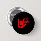 I Love You Hand Sign Asl Valentine Day Funny Wome Button (Vorne & Hinten)