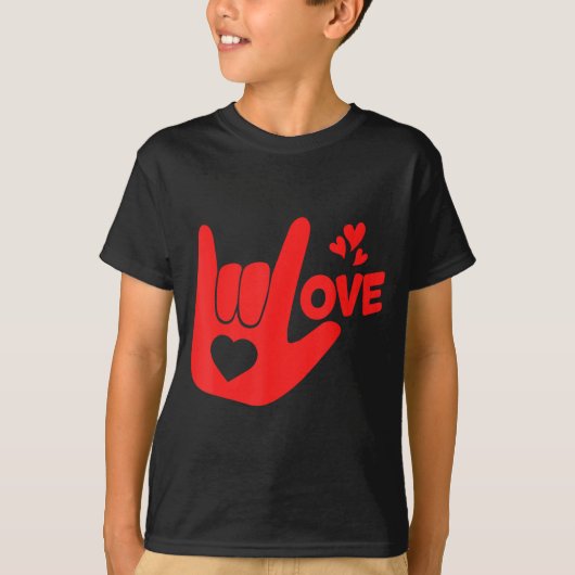 I Love You Hand Sign Asl Valentine' Day Funny Wome T-Shirt (Vorderseite)