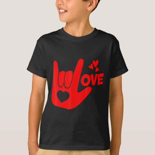 I Love You Hand Sign Asl Valentine Day Funny Wome T-Shirt (Vorderseite)