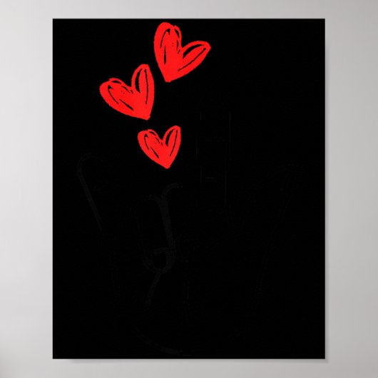 I-love You Hand Sign Heart Women Girls Valentines  Poster (Vorne)