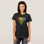 I Love You Hand Sign Rainbow Heart ASL Gay Pride L T-Shirt (Vorne ganz)