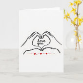 I Love You Heart Hands Card Karte (Gelbe Blume)