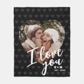 I Love You Heart Photo & Initials Fleecedecke (Vorderseite)