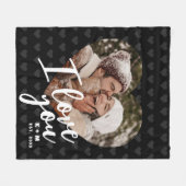 I Love You Heart Photo & Initials Fleecedecke (Vorderseite (Horizontal))