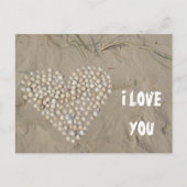 I LOVE YOU - Herz aus Muscheln am Strand Postkarte (Vorderseite)