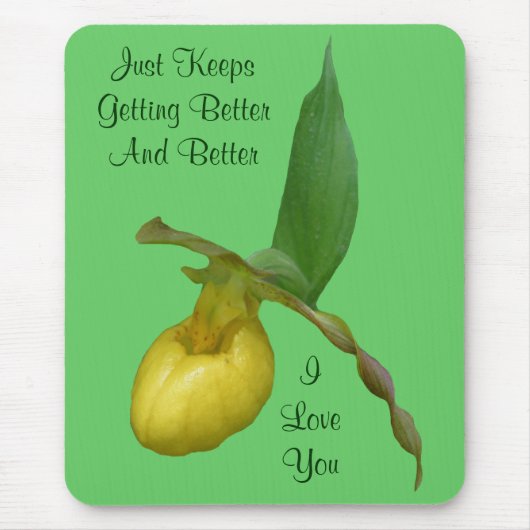 I Love You Lady Slipper Flower Foto von Mousepad (Vorne)