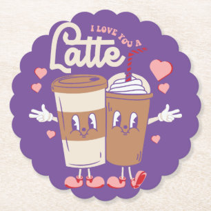 I love You latte Valentine Coffee Paper Coaster Untersetzer
