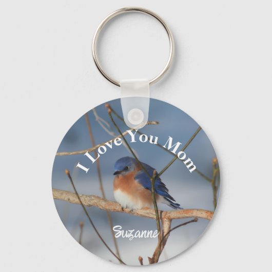 I Love You Mom Bluebird Personalized Schlüsselanhänger (Vorderseite)