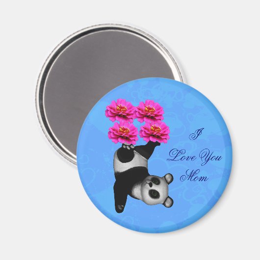 I Love You Mom Juggling Panda Magnet (Vorderseite/Rückseite)