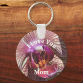 I Love You Mom Orchid Flower Up Close  Schlüsselanhänger (Rückseite)