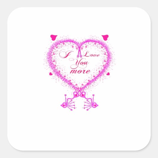 I Love You More Classic Romantic Design  Quadratischer Aufkleber (Vorderseite)