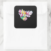 I Love You More Elegant Style  Quadratischer Aufkleber (Tasche)
