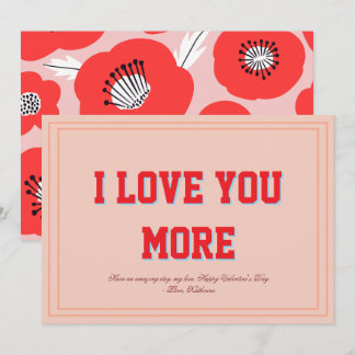 I Love You More Floral Valentine Flat Design Feiertagskarte
