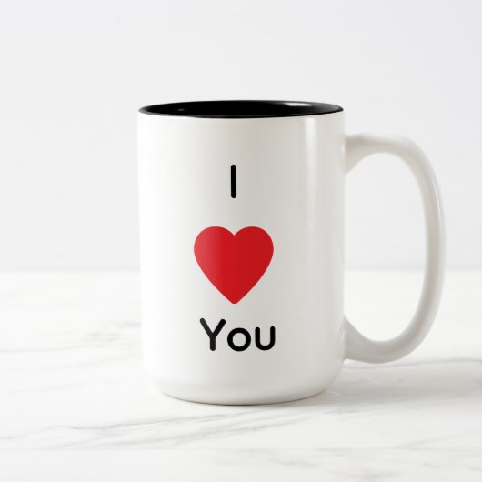 I Love You Mug – Simple Romantic Heart Design Zweifarbige Tasse (Rechts)