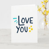 I Love You Navy Teal Art Card Karte (Gelbe Blume)