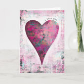 "I Love You" Pink Heart Love Karte (Vorderseite)