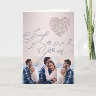 I Love You Pink Heart Photo Collage Karte